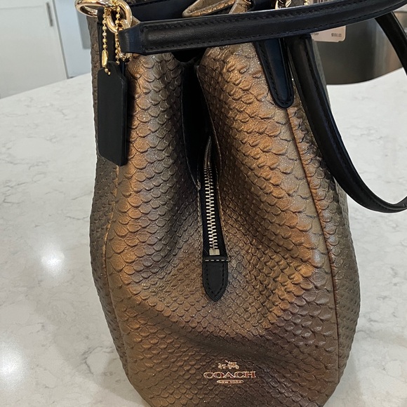 Coach Metallic Embossed Leather Phoebe Shoulder Bag Ombre Gold/Bronze/Black- NWT - Picture 5 of 13